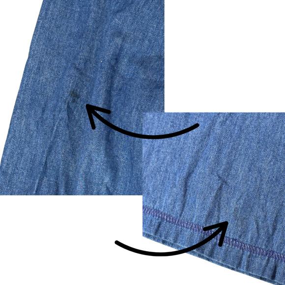 GENE Ewing Bis Wrinkled Rich Denim Top Blue Boatneck Lagenlook USA M Vintage 80s - Picture 3 of 5